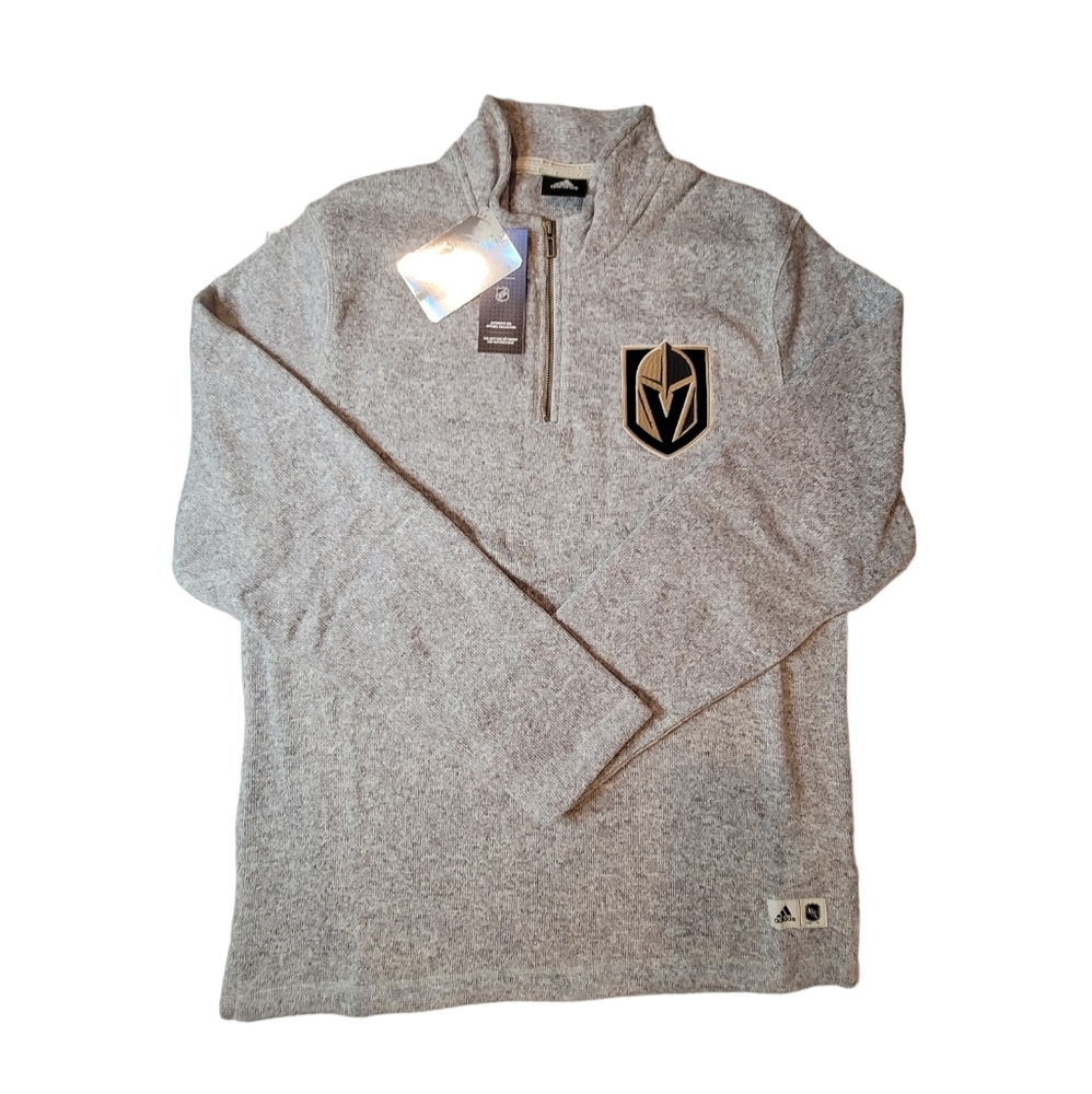 Vegas Golden Knights adidas NHL Team Logo 1/4-Zip Pullover Jacket Men's Large